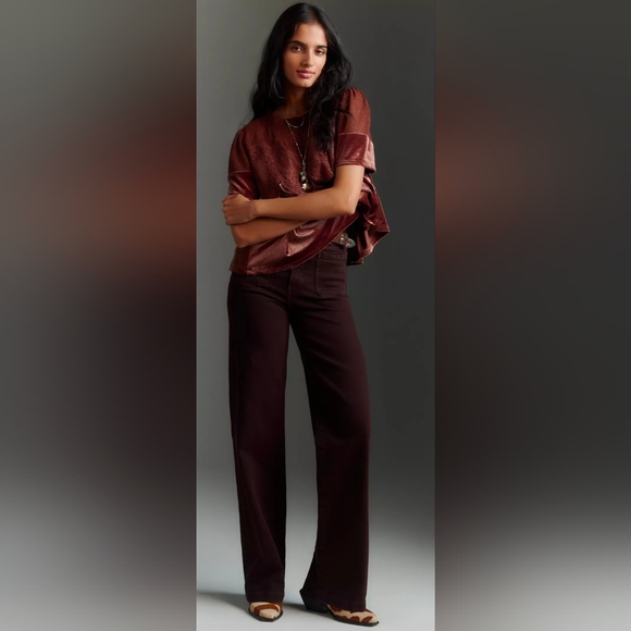 Anthropologie En Elly Velvet Scallop Top In Raspberry (New w/Tags) - Picture 4 of 8